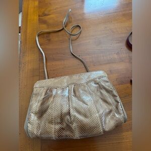 Women’s Snake-Embossed Crossbody Bag in Light Beige